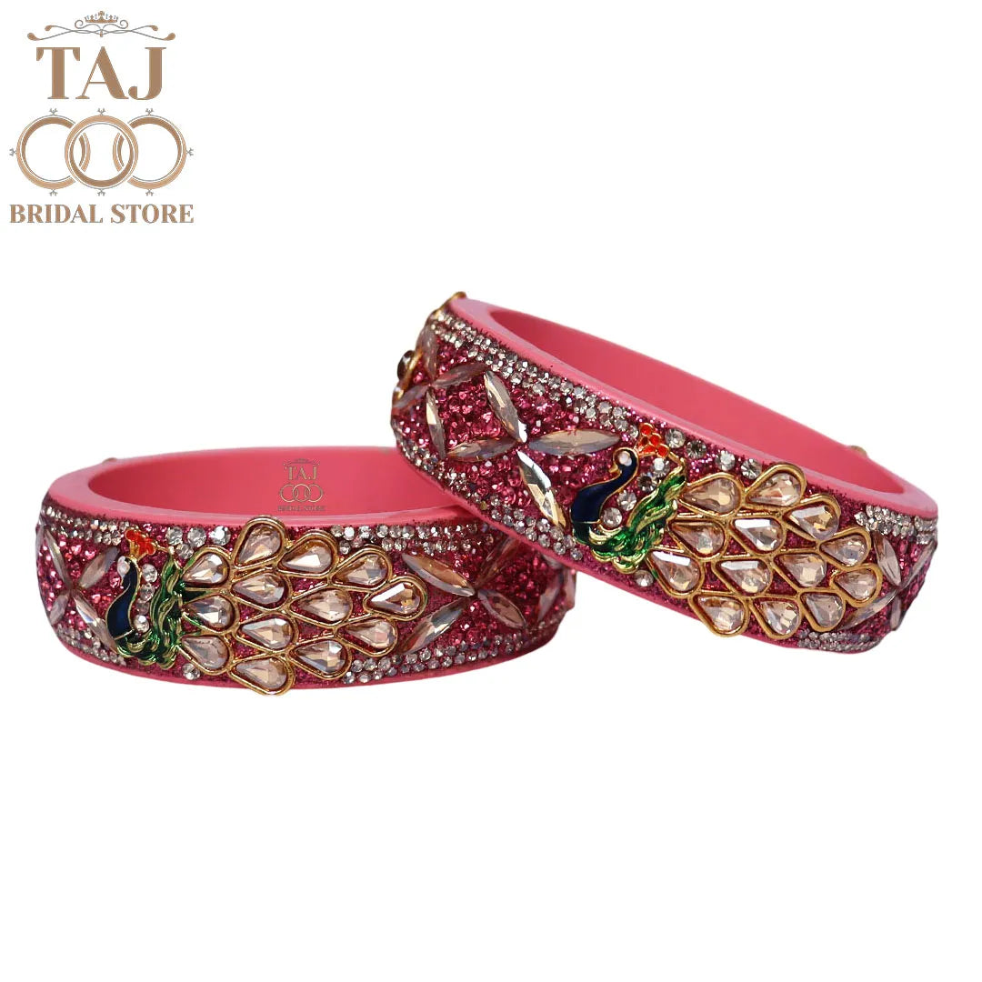 Premium Jaipuri Lac Kada Bangles Set with Latest Peacock Design