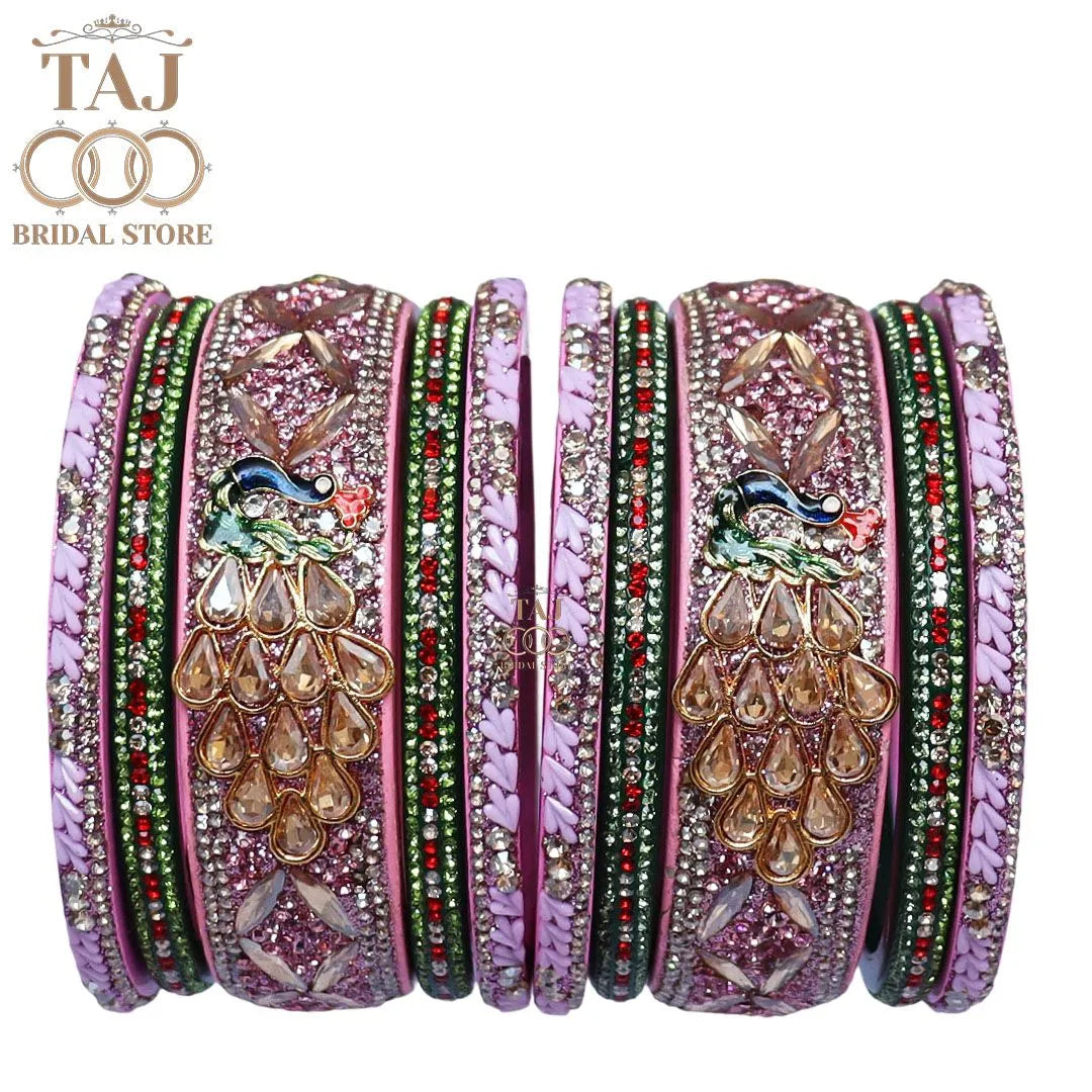 Luxurious Rajasthani Short Lac Bangles Set with Latest Peacock Design