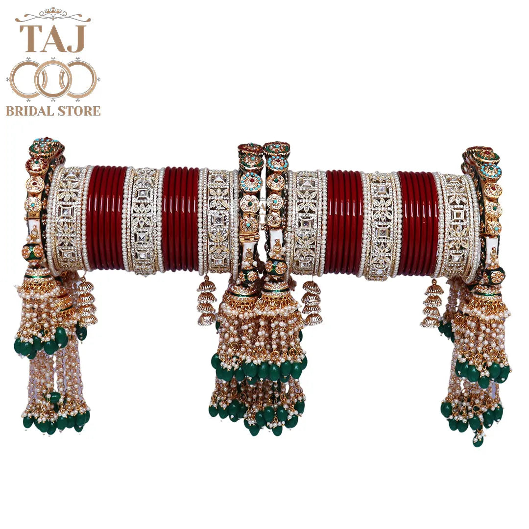 Luxurious Rajwadi Bangles Set with Best AD Bangles and Jhoomer Design