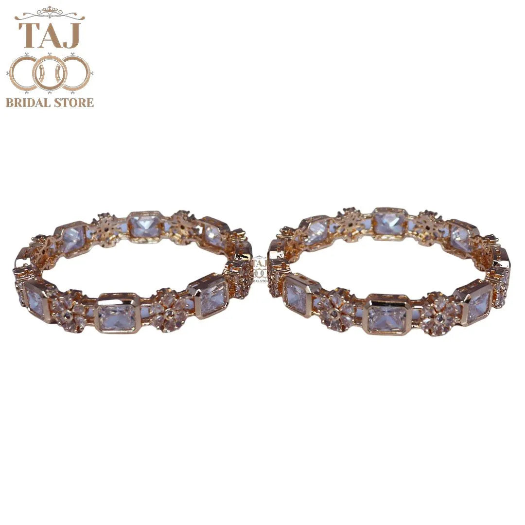 Designer AD Metal Kada Pair with Latest AD Stones Design