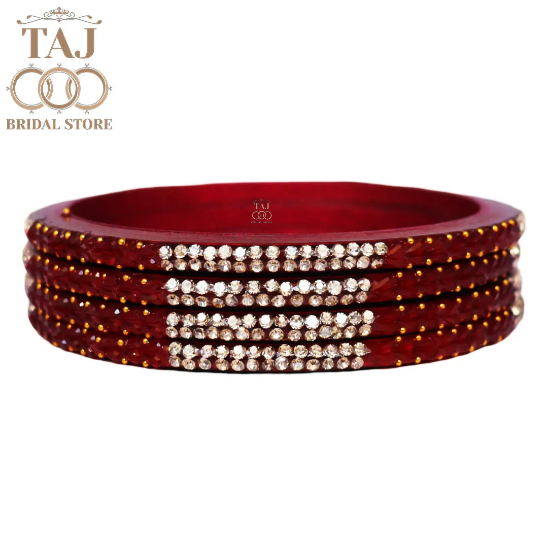 Rajasthani Lac Bangles With Beautiful Traditional Rhinestons Design