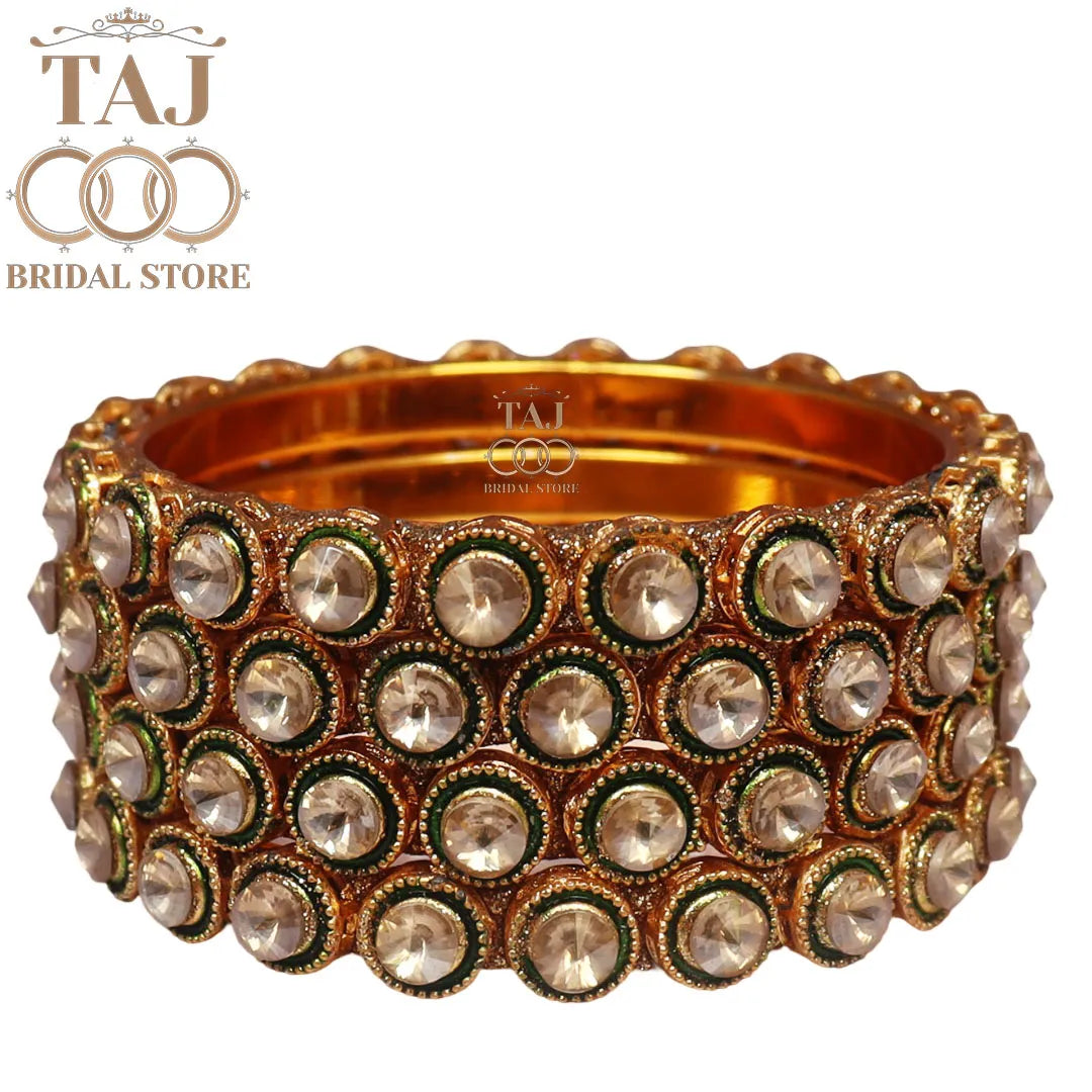 Kundan Rajwadi Metal Kada Set With Beautiful Kundan Design (Set of 4)