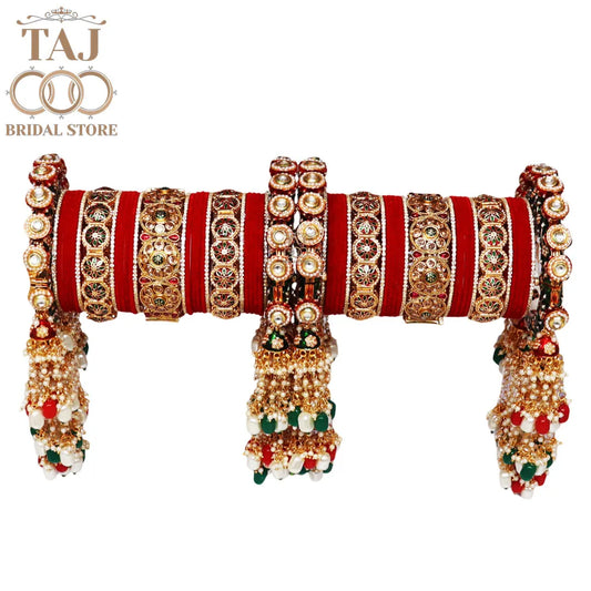 Luxurious Traditional Bangles Set with Latest Heavy Latkan Bangadi