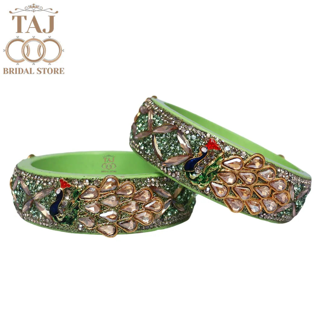 Premium Jaipuri Lac Kada Bangles Set with Latest Peacock Design