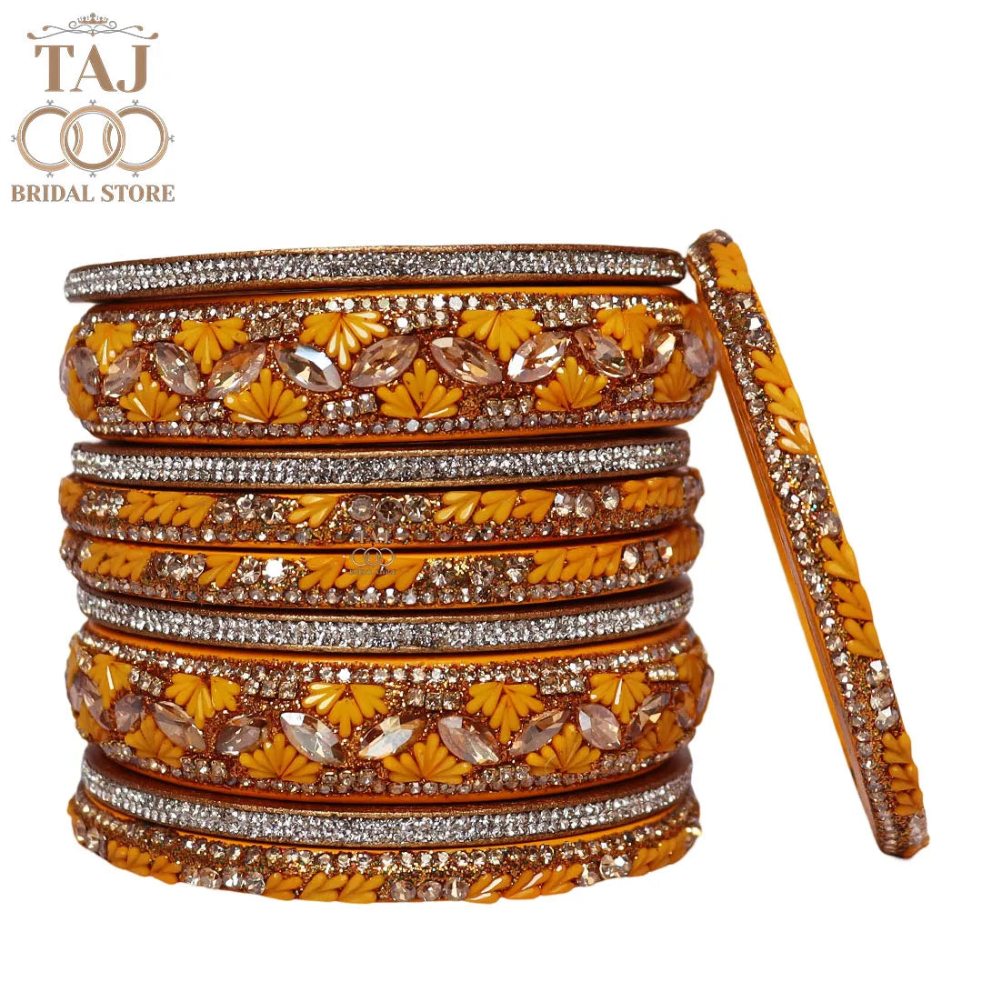 Women's Rajasthani Short Lac Bangles Set With Latest Kundan Design