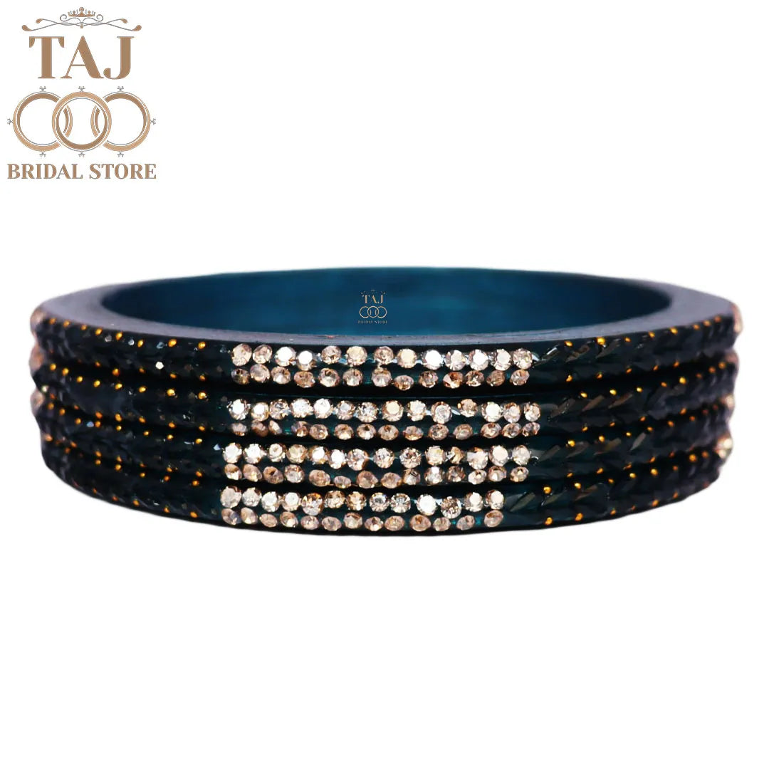Rajasthani Lac Bangles With Beautiful Traditional Rhinestons Design