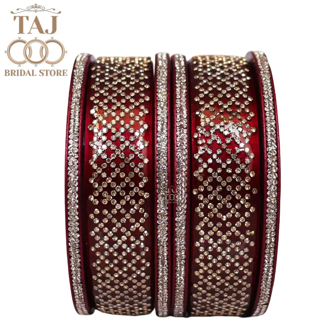Premium Jaipuri Short Lac Bangles Set with Best Rhinestones Design