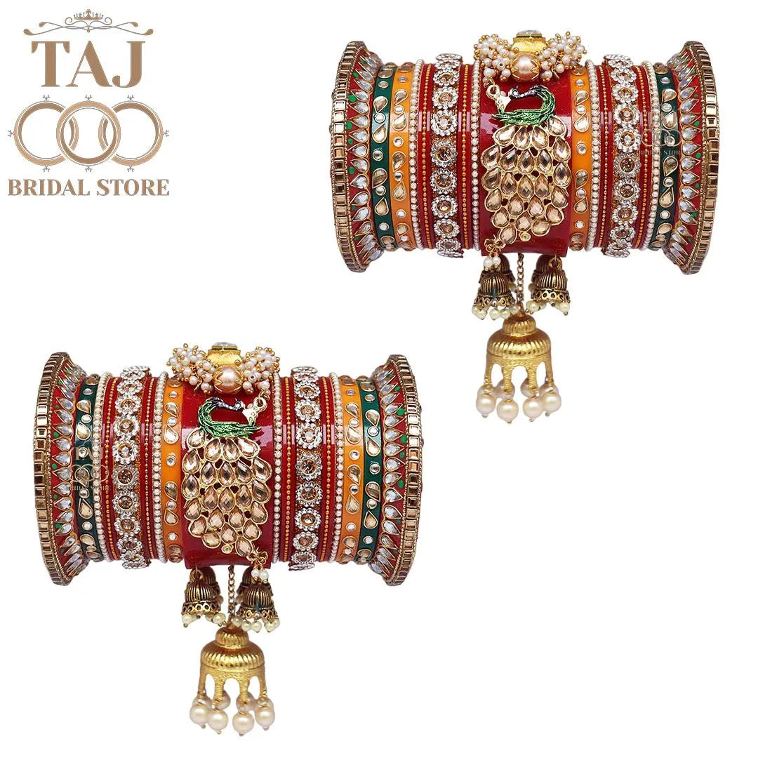 Rajwadi Wedding Chuda Set With Beautiful Peacock And Latest Jhoomer Design