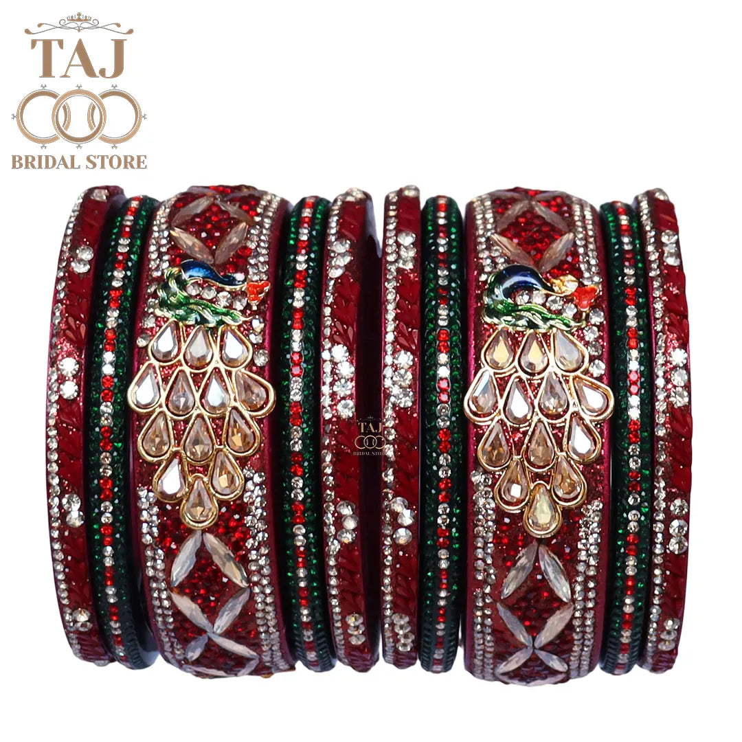 Luxurious Rajasthani Short Lac Bangles Set with Latest Peacock Design