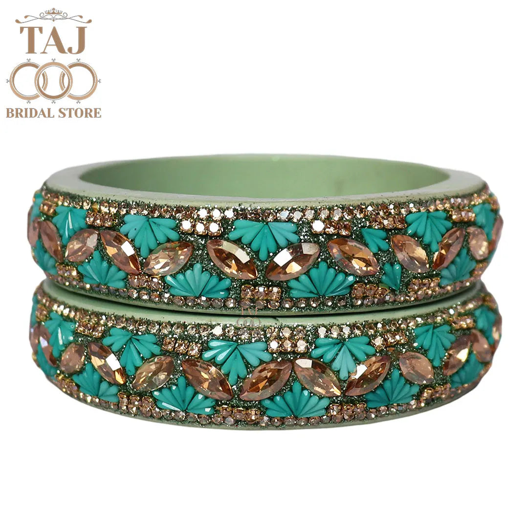 Jaipuri Stylish Lac Kada Bangles in Latest Kundan Rhinestones Design