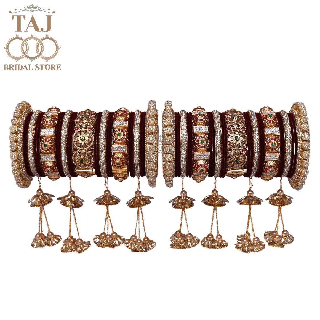 Luxurious Rajwadi Style Wedding Bangles Set With Latest Hanging's