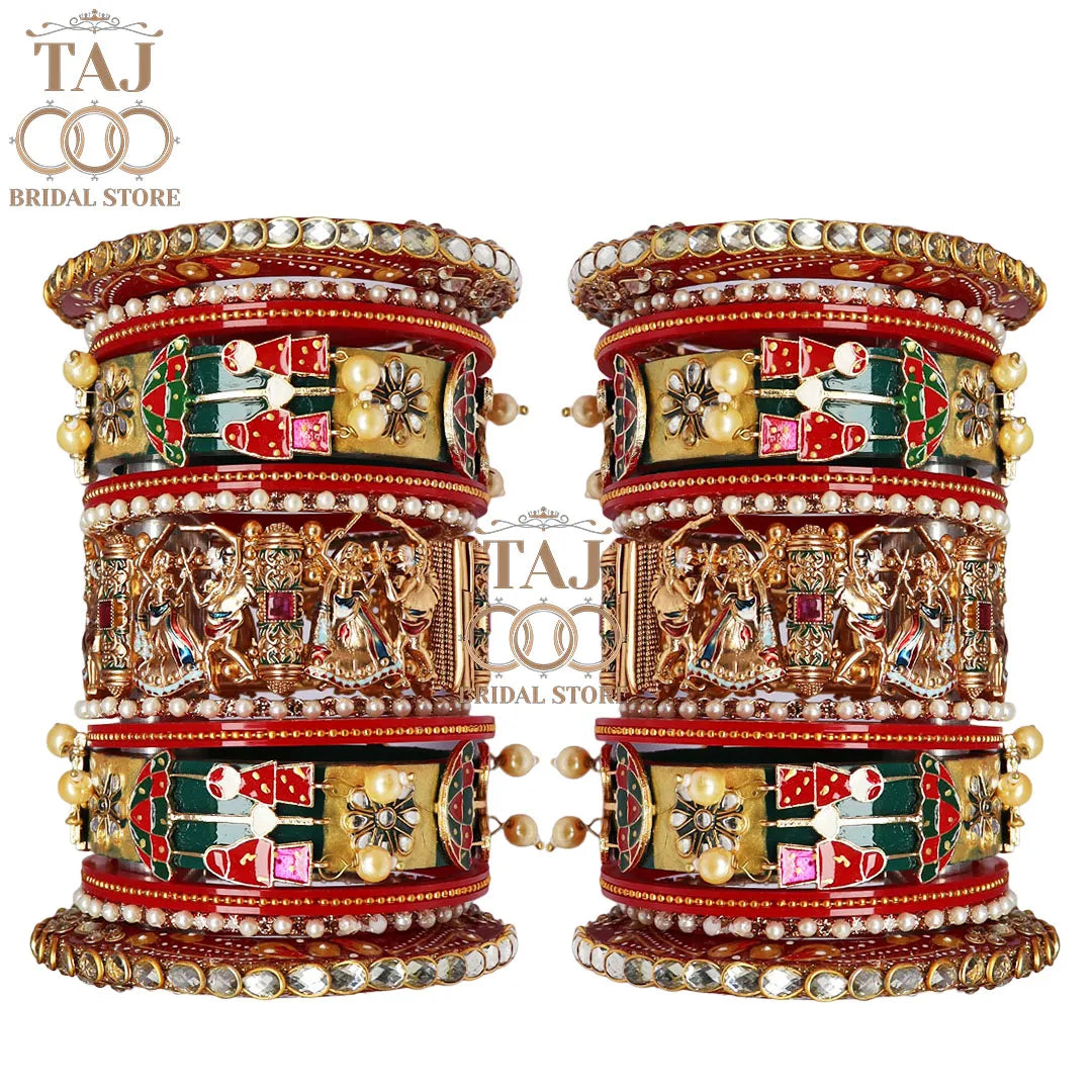 Dhulhan Chura Set With Beautiful Dandiya Design Metal Kada