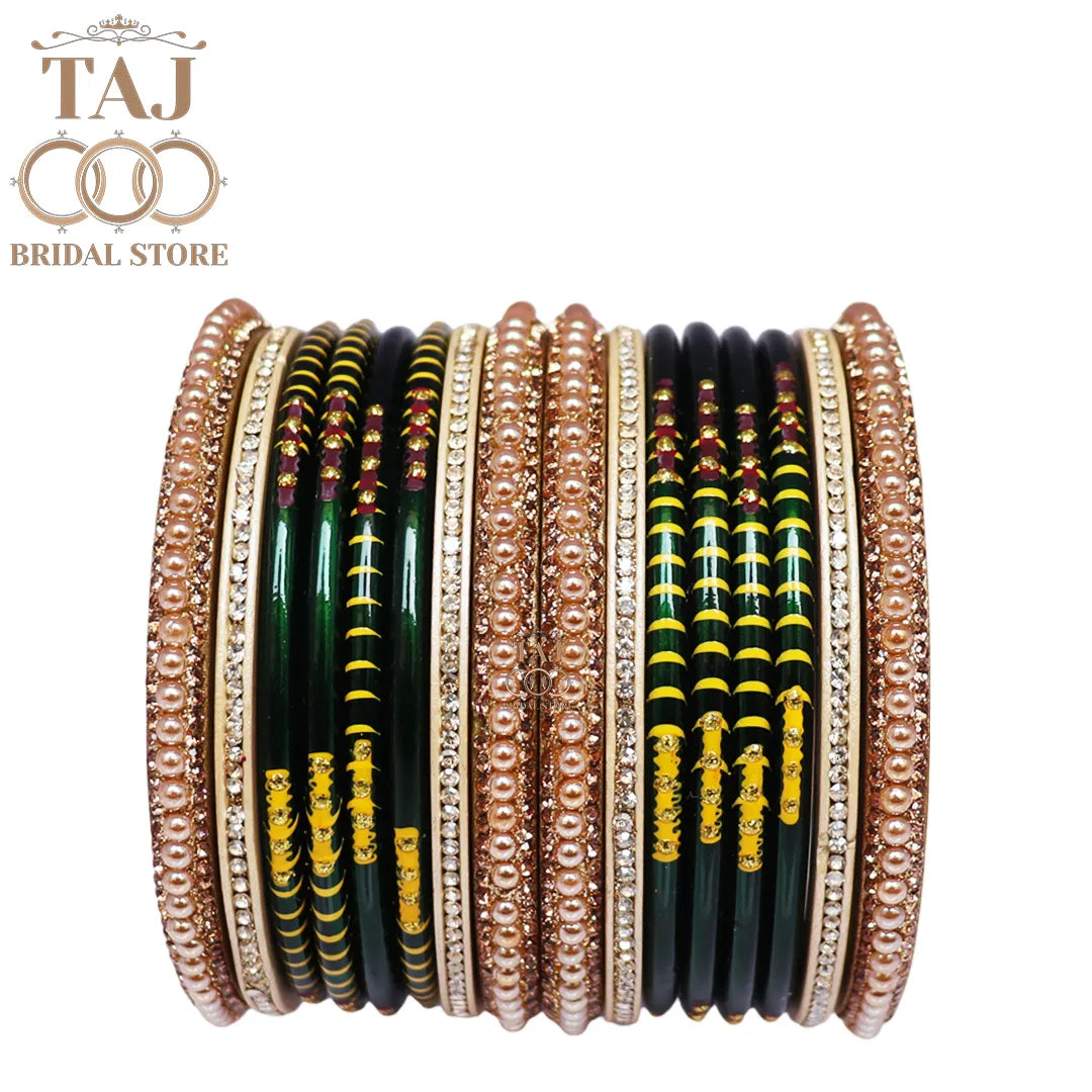 Diwali Special Short Lac Bangle Set with Beautiful Handpaint Design