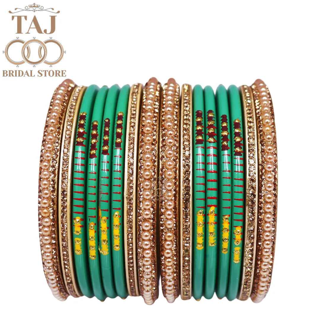 Diwali Special Short Lac Bangle Set with Beautiful Handpaint Design