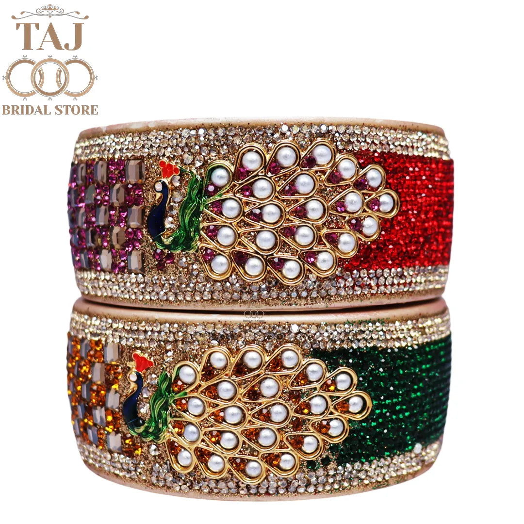 Rajasthani Lac Kada Set with New Peacock Design (Set of 2)