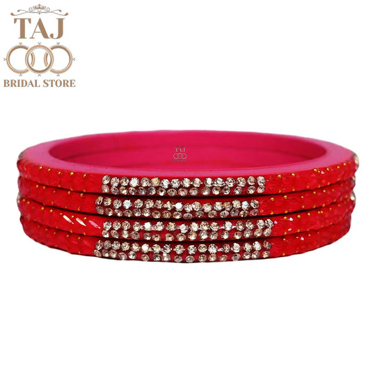 Rajasthani Lac Bangles With Beautiful Traditional Rhinestons Design
