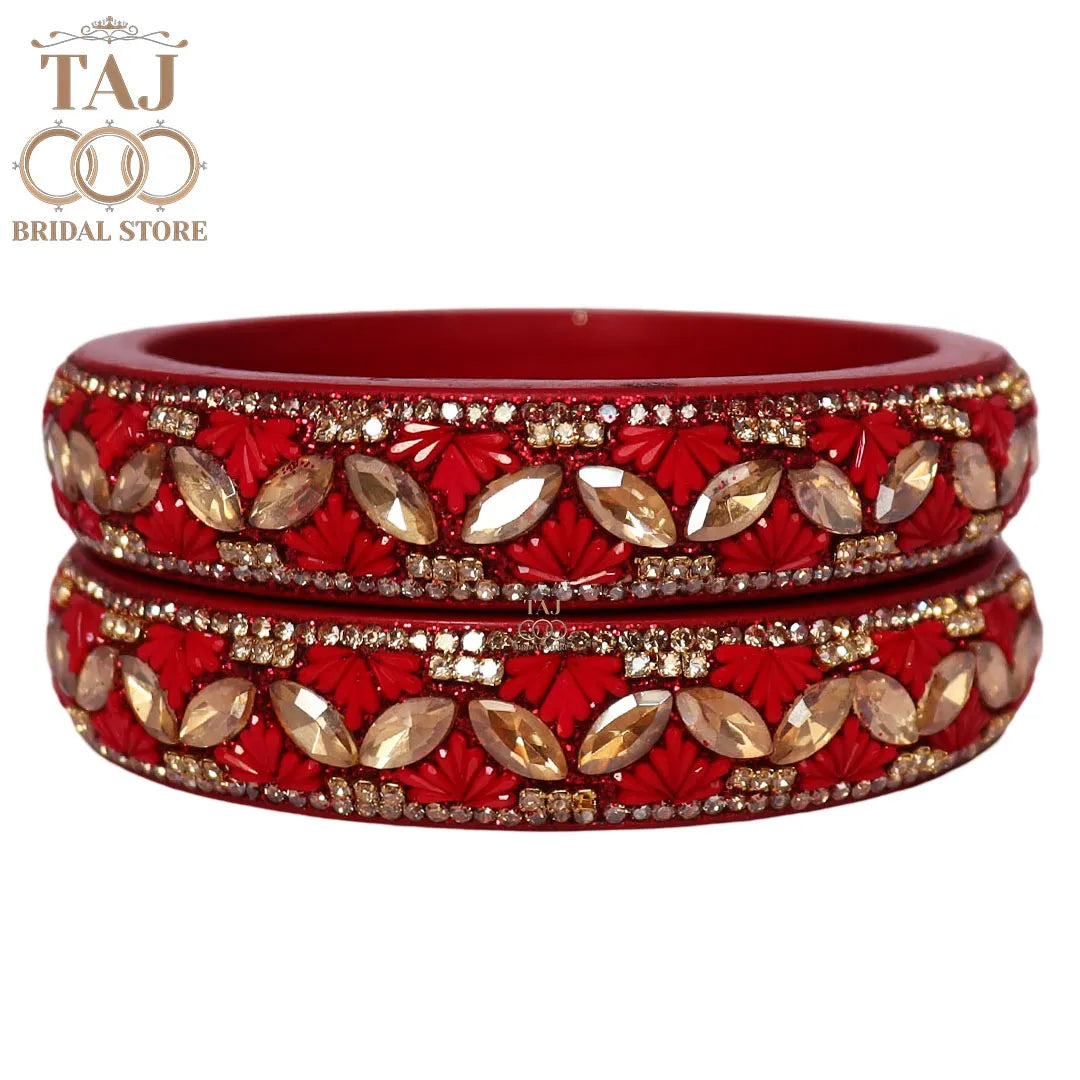 Jaipuri Stylish Lac Kada Bangles in Latest Kundan Rhinestones Design