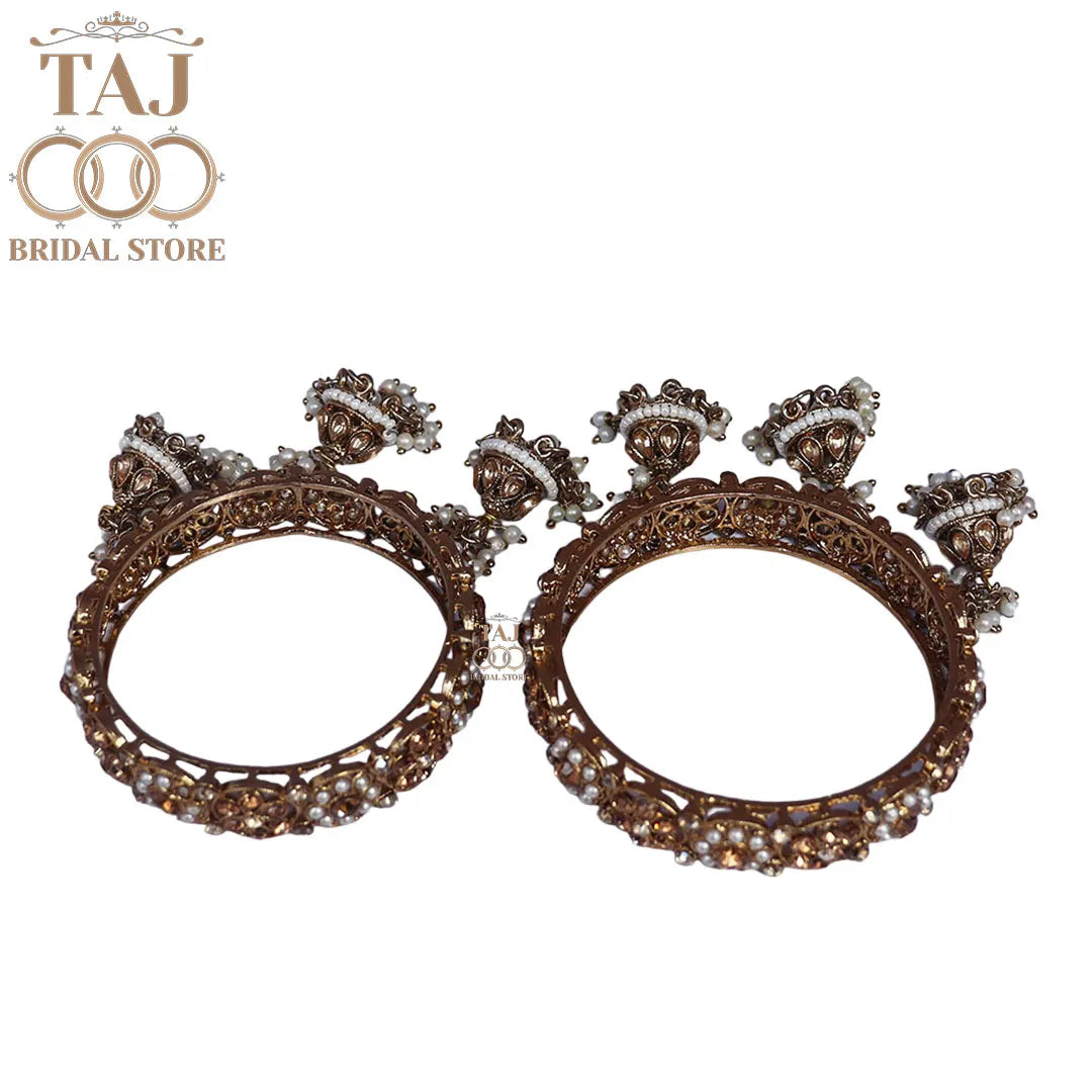 Rajwadi Metal Kada With Beautiful Jhoomer Design (Pack of 2)