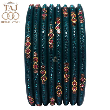 Designer Short Lac Bangles For Women With Latest Rhinestones Design