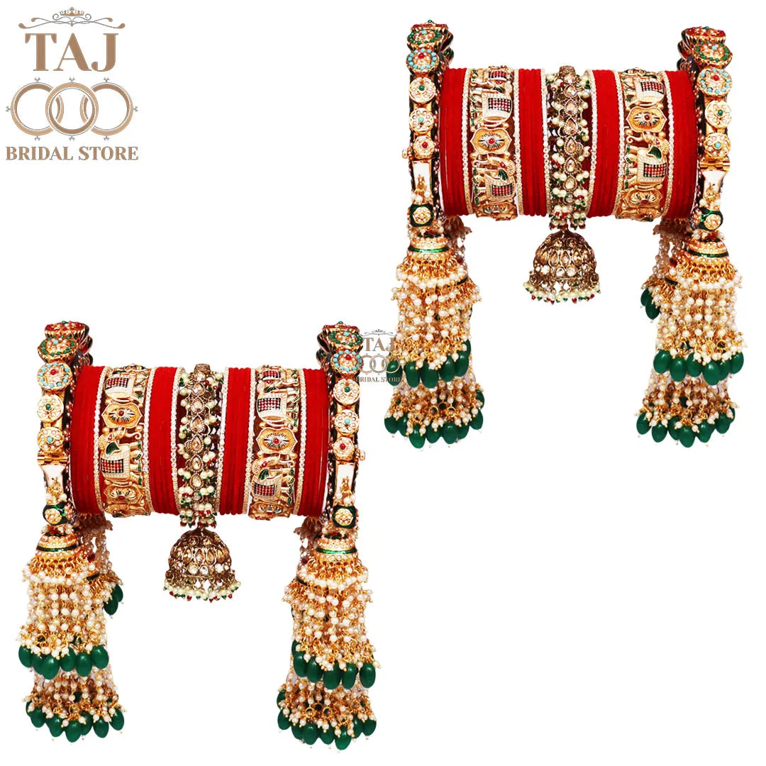 Luxurious Wedding Bangles Set with Latest Elephant & Jhoomer Design