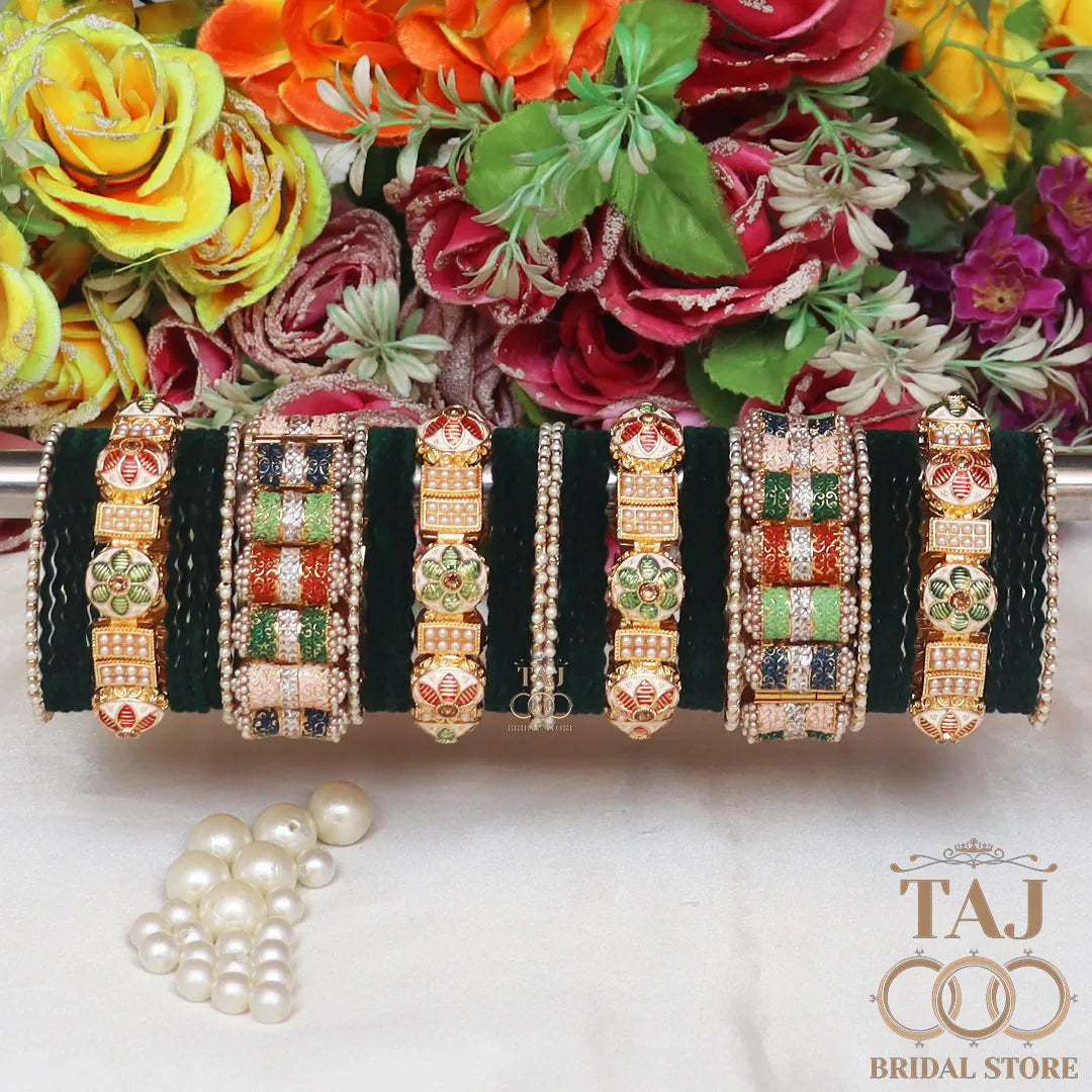 Latest Design Rajwadi Bangle Set in Beautiful Design Taj Bridal Store