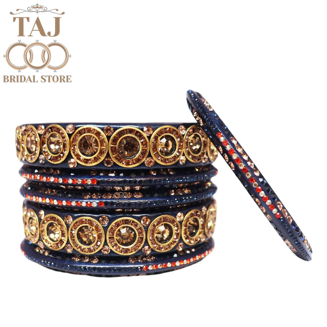 Designer Lac Bangle Set with Round Stones Design