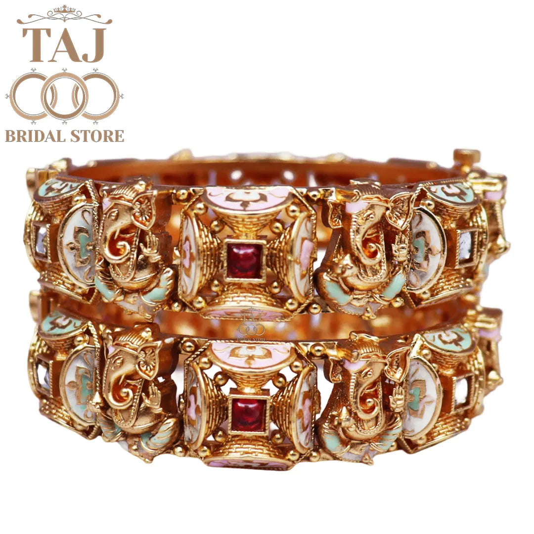 Divine Ganesh Rajwadi Bracelet Set (Set of 2)