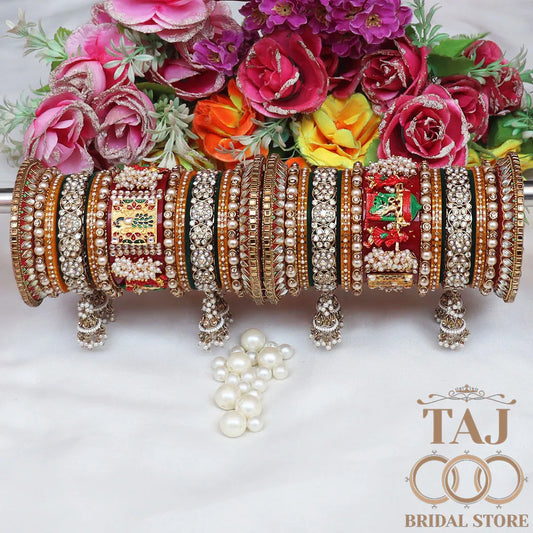 Traditional Bridal Chooda Set With Beautiful Peacock and Doli Design Kada