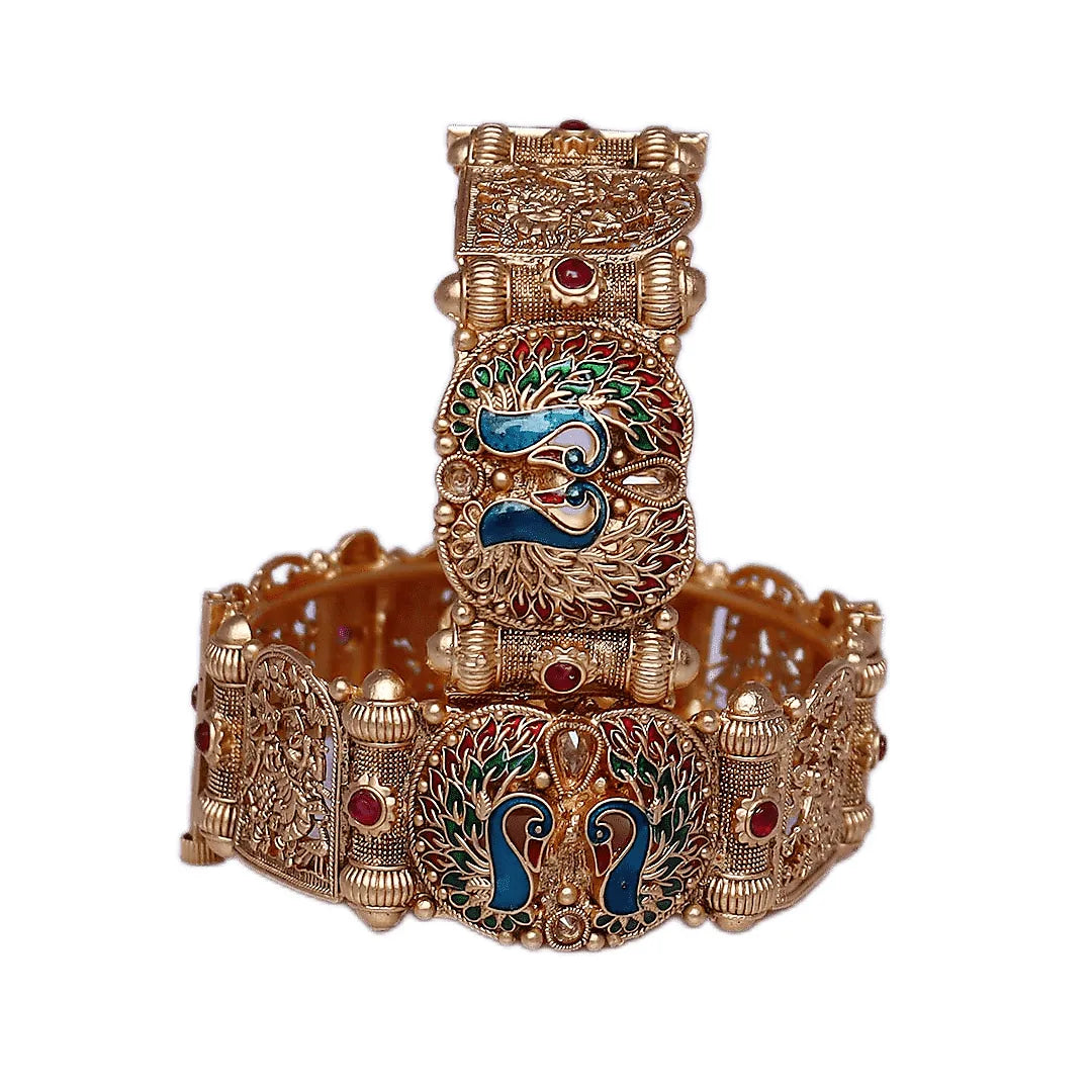 Best Peacock Design Rajwadi Brass Kada (Pack Of 2)