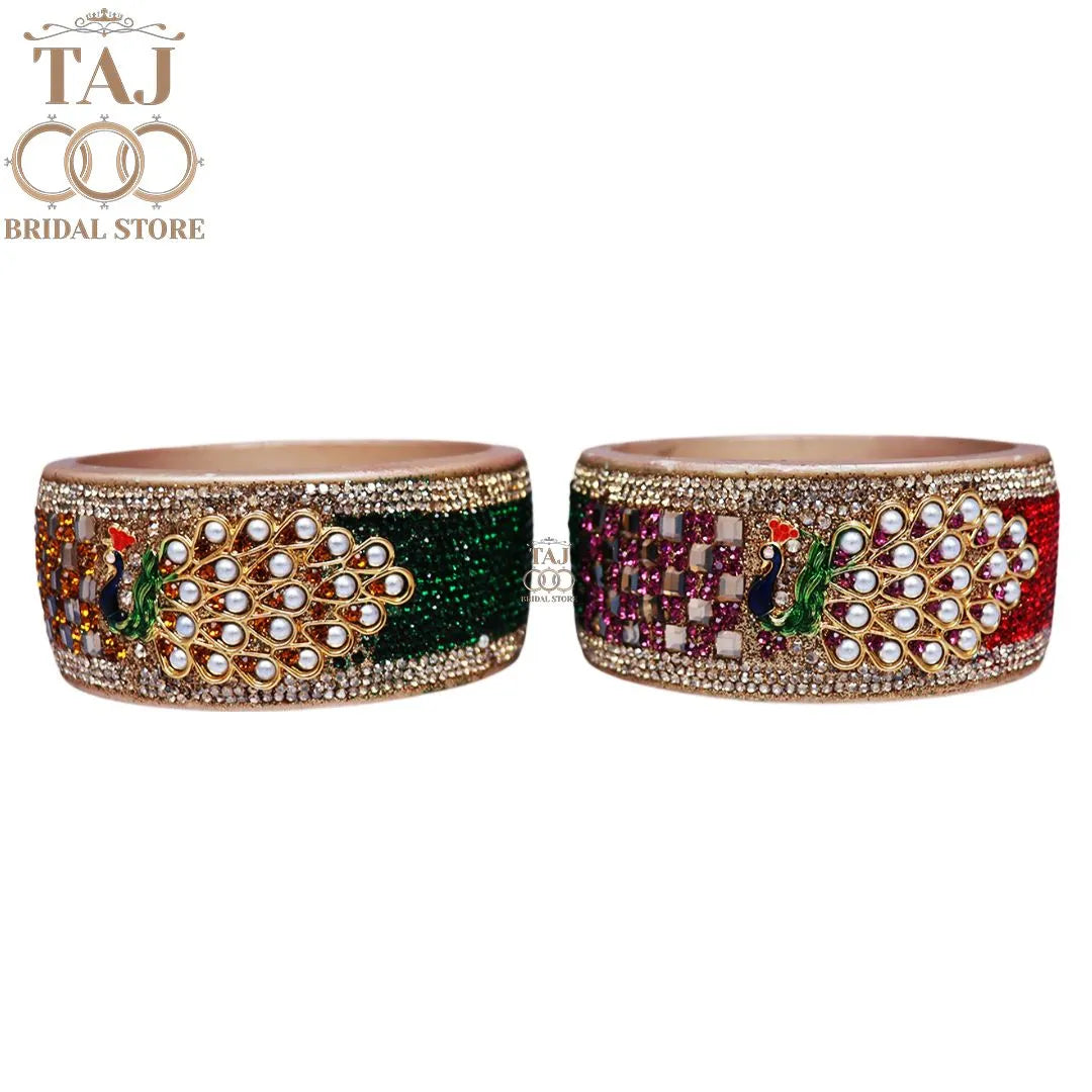 Rajasthani Lac Kada Set with New Peacock Design (Set of 2)