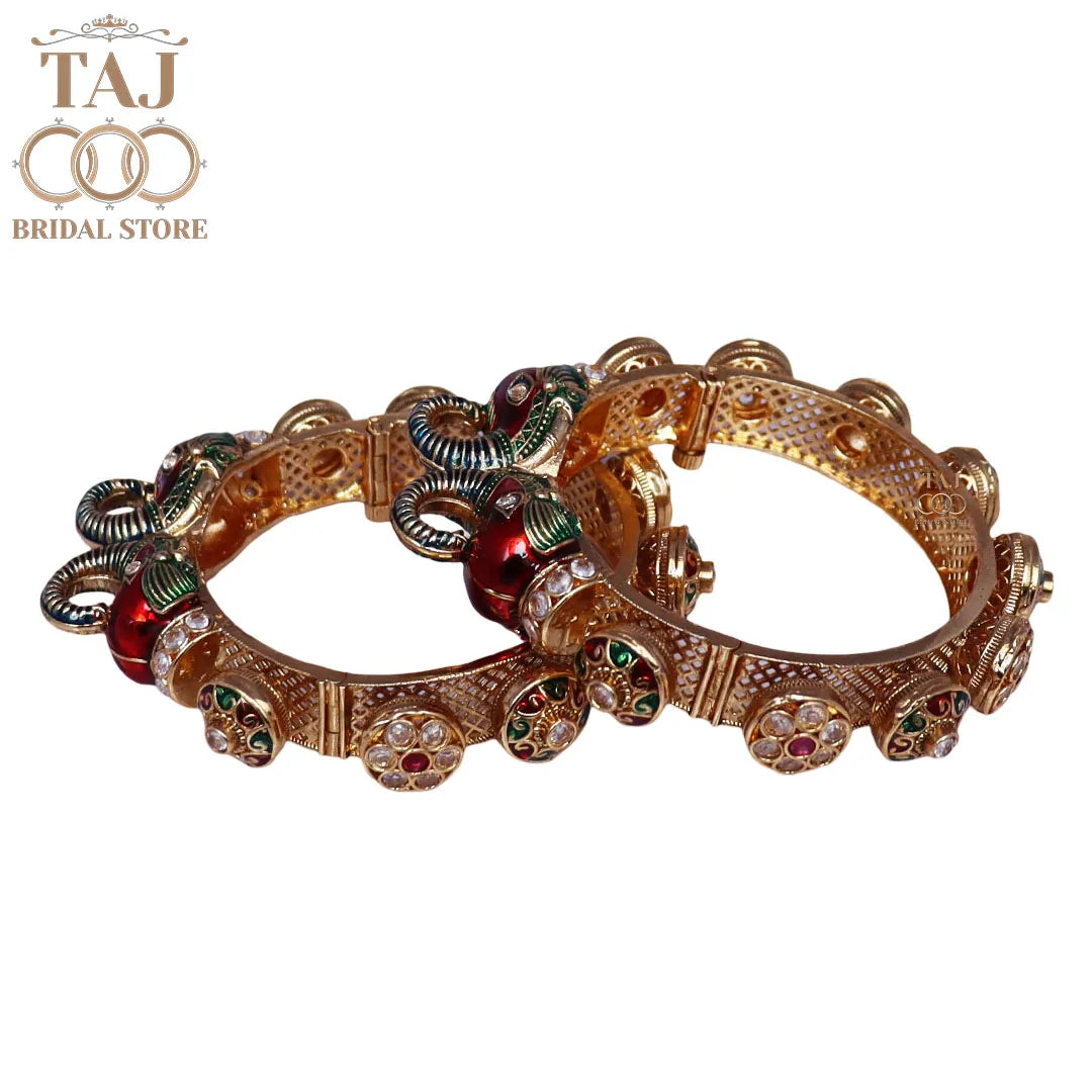 Luxurious Rajwadi Metal Kada with New Traditional Elephant Motifs