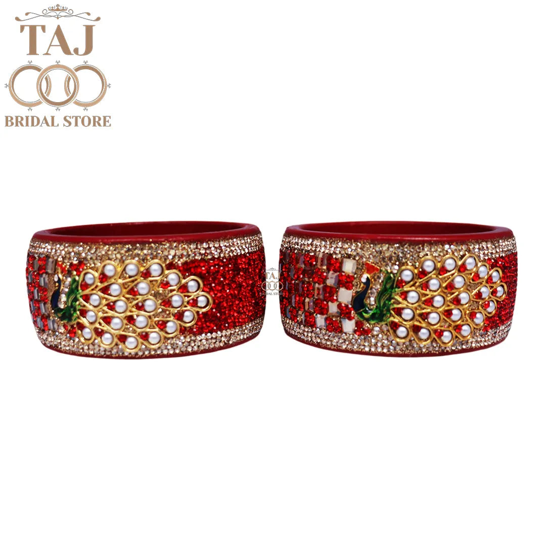 Rajasthani Lac Kada Set with New Peacock Design (Set of 2)