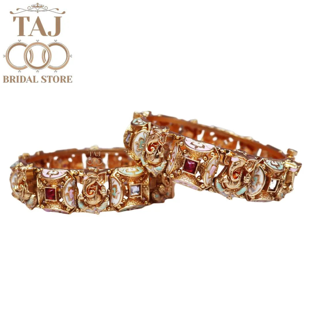 Divine Ganesh Rajwadi Bracelet Set (Set of 2)
