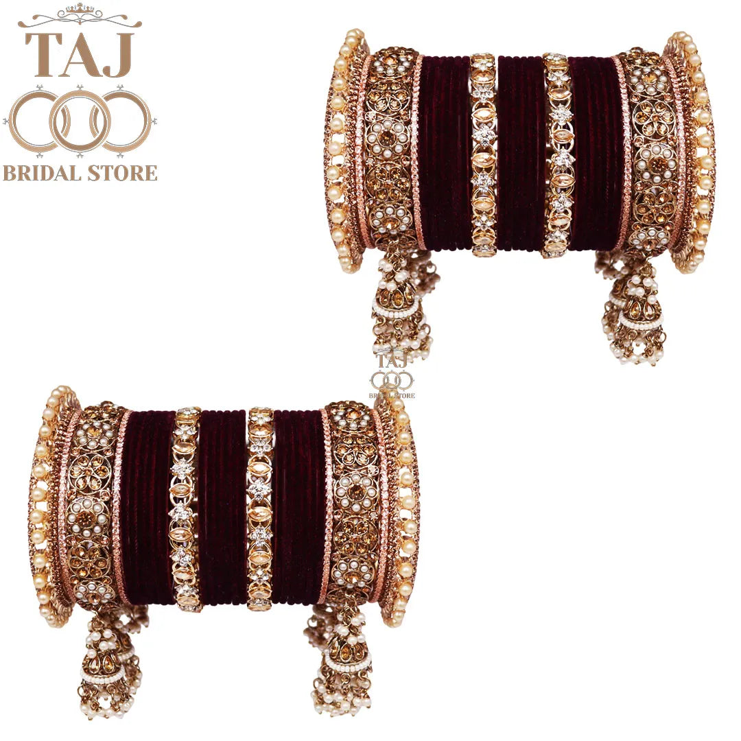 Rajwadi Wedding Bangles for Girls With Beautiful Jhoomer Design