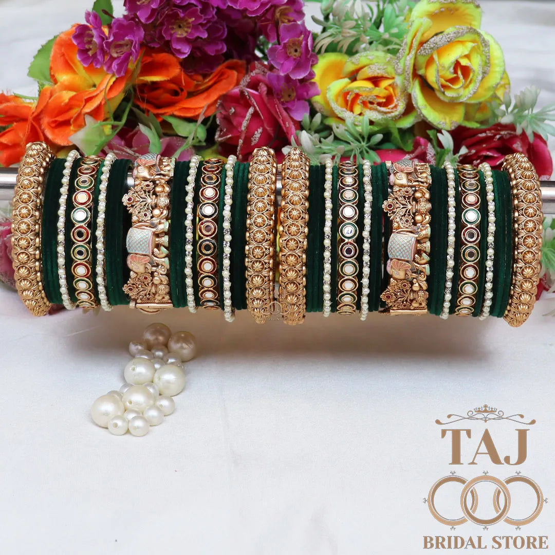 Tranding Bridal Rajwadi Chuda With Beautiful Elephant Design Kada