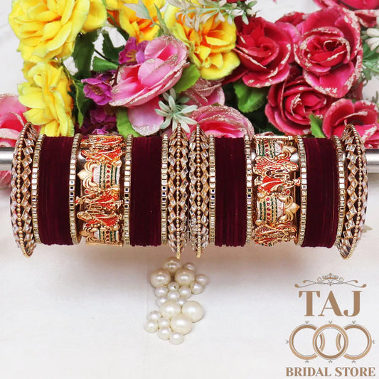Rajasthani Bridal Bangles Set With Beautiful Dulha Dulhan Rajwadi Metal Kada