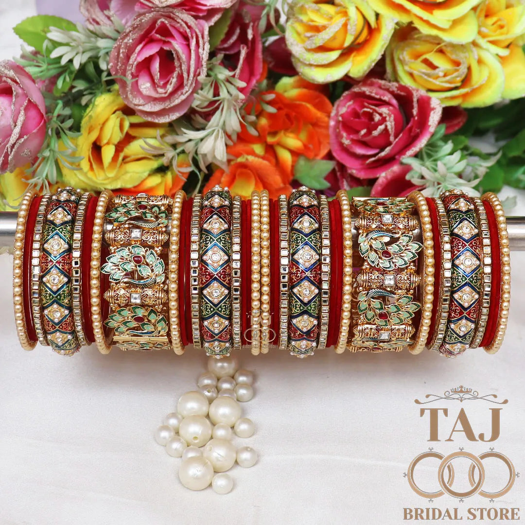 Indian Wedding Bangles Set With Beautiful Latest Peacock Design Kada Taj Bridal Store