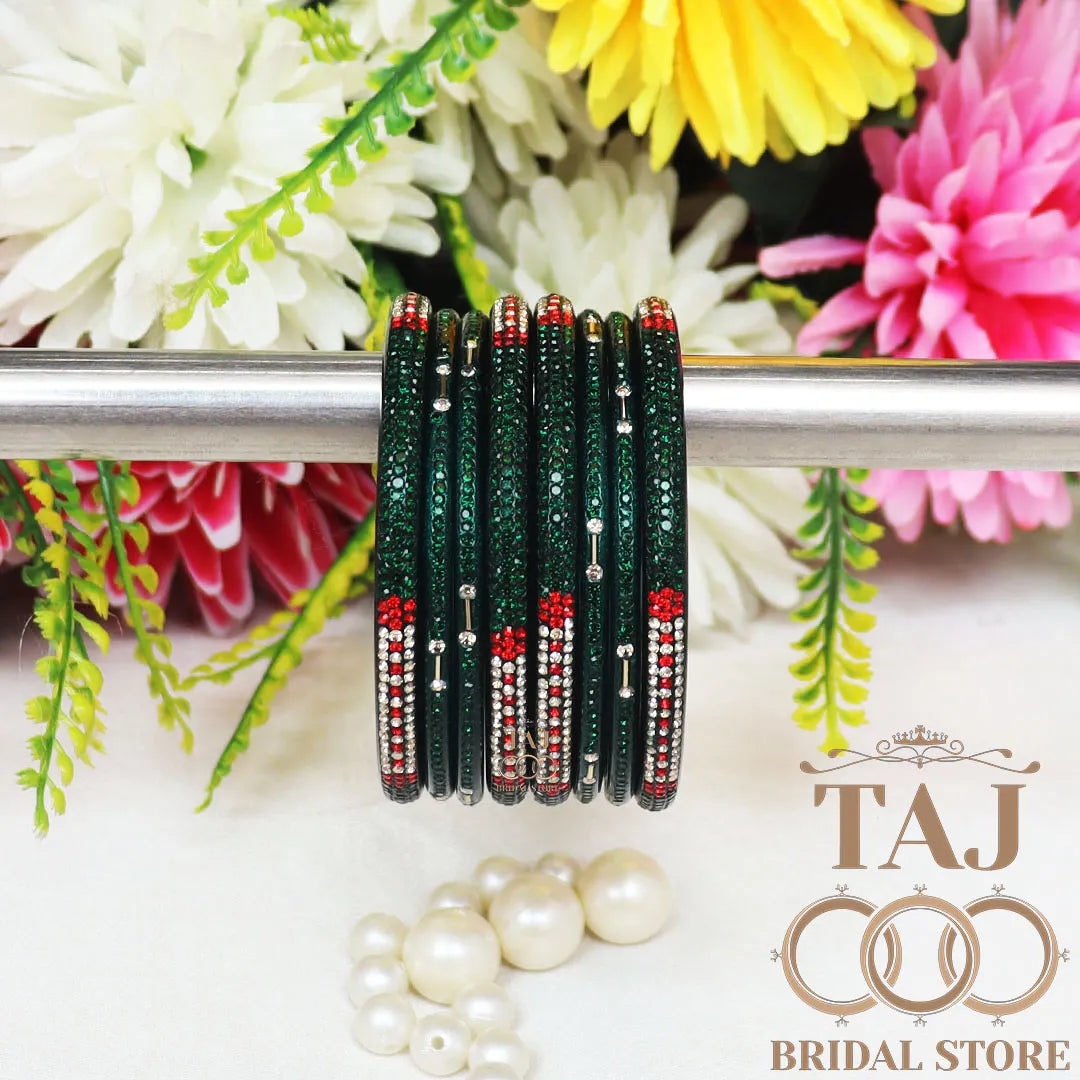 Traditional Lac Short Chura Set With Beautiful Best Rhinestons Design (Set Of 8)