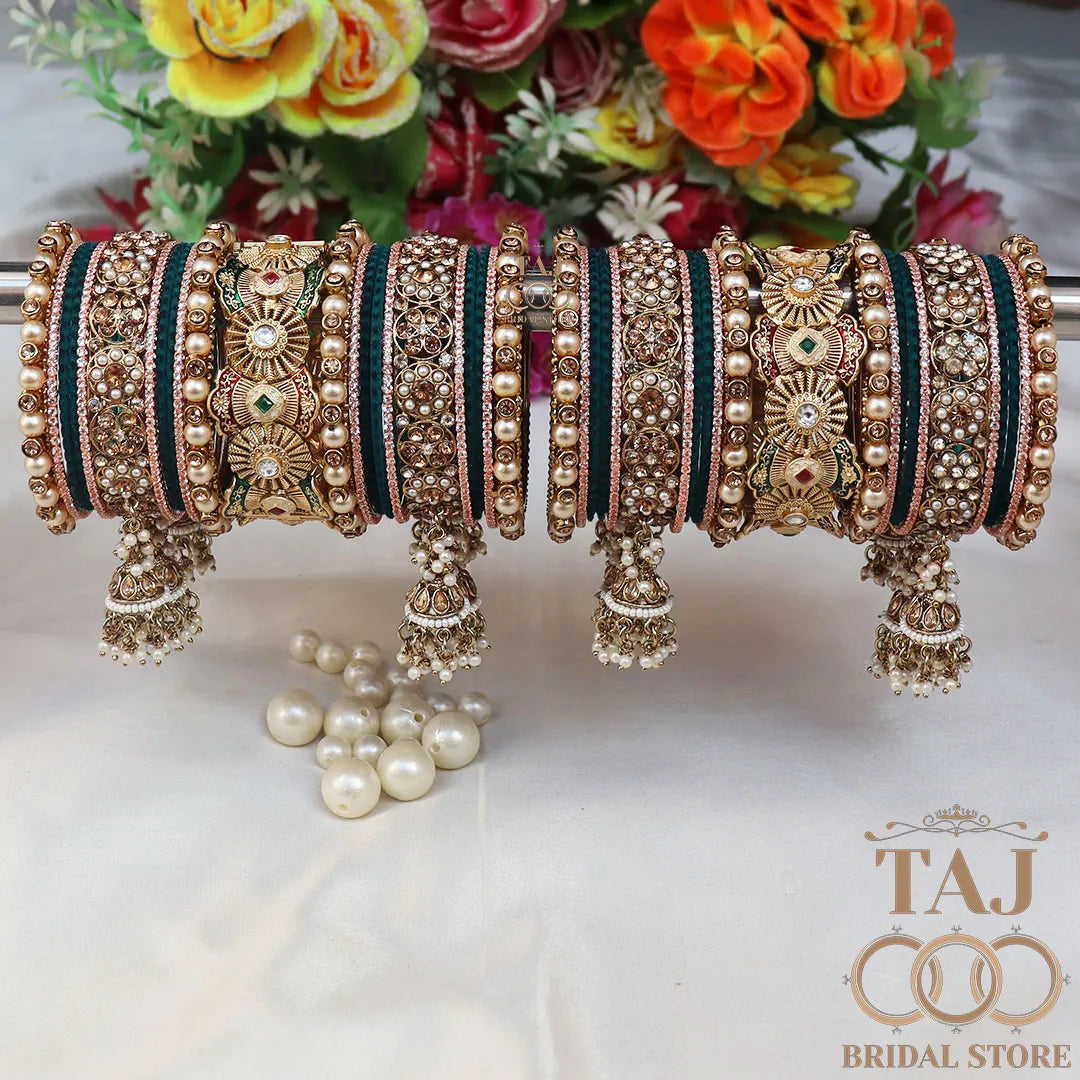 Royal Rajwadi Bridal Chuda Set With Beautiful Jhoomer Latkan Design