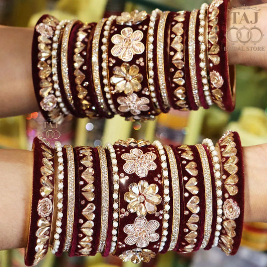 Wedding Bangle Set with Beautiful Latest Flower Design Kada