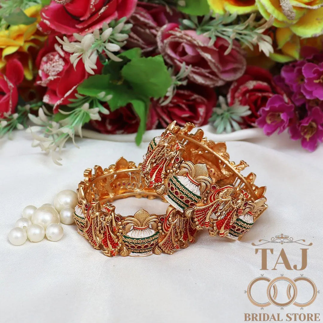 Rajwadi Metal Kada With Beautiful New Dulha Dulhan Design (Pack of 2)