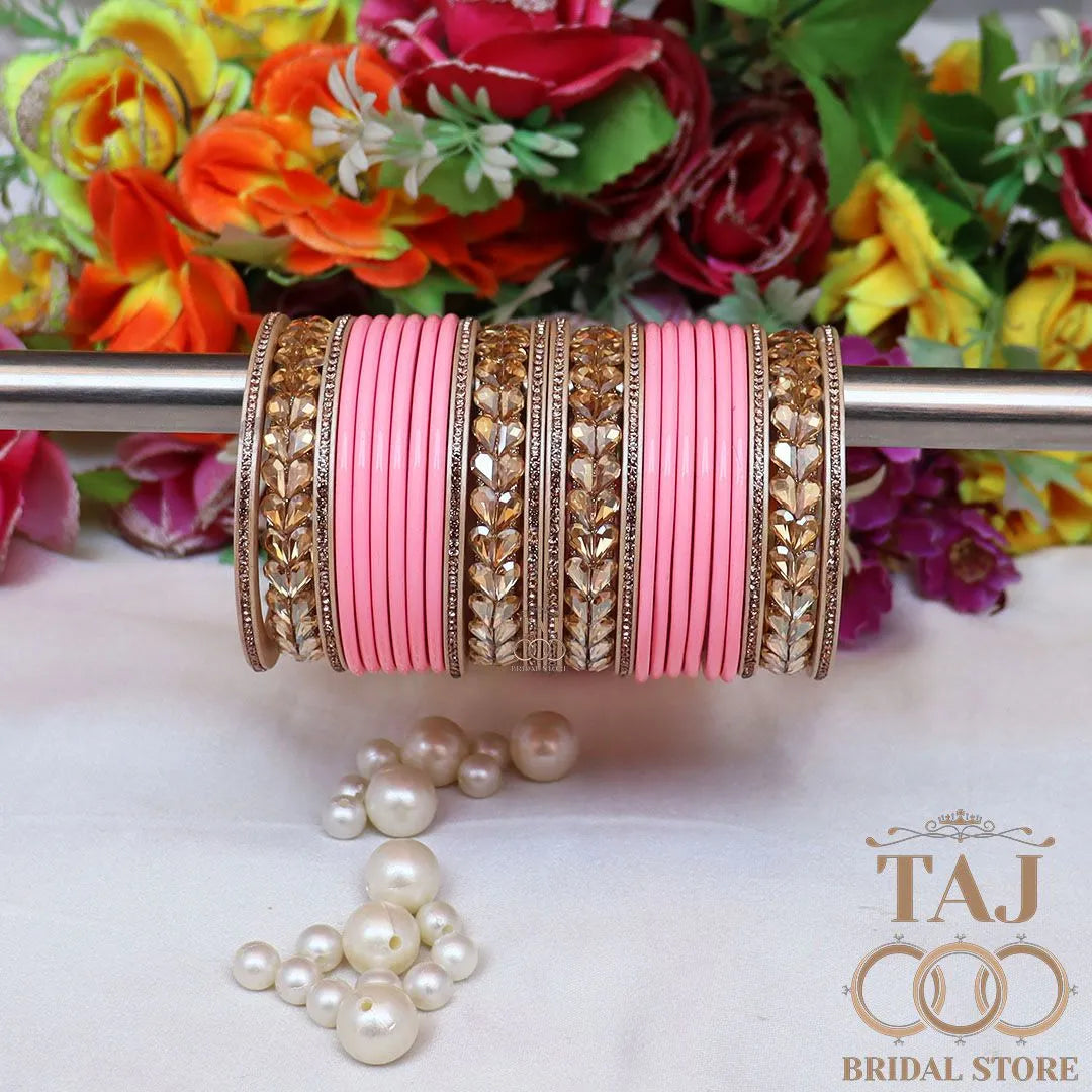 Lac Semi Bridal Bangles Set With Beautiful Kundan Design Kada