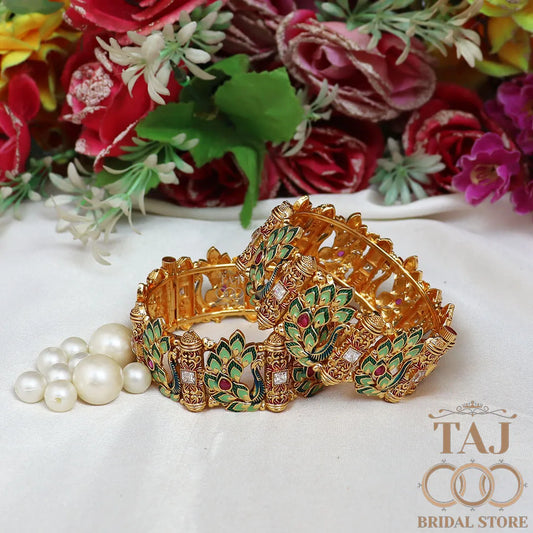 Rajwadi Metal Kada With Beautiful Latest Peacock Design (Pack of 2)