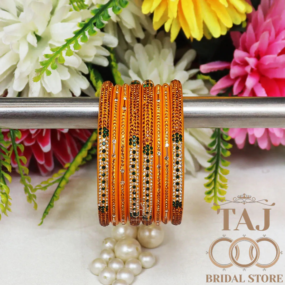 Traditional Lac Short Chura Set With Beautiful Best Rhinestons Design (Set Of 8)