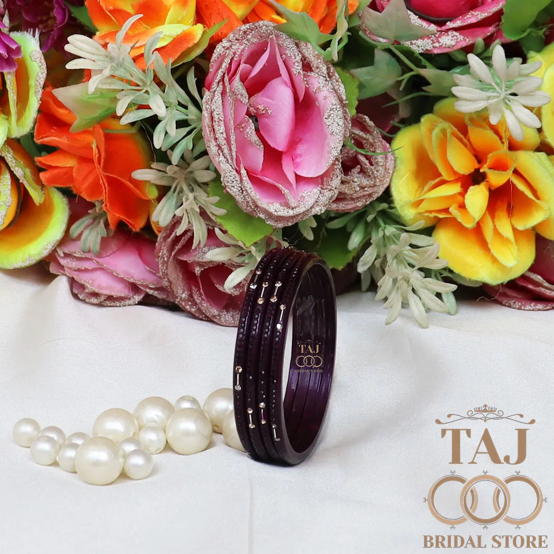 Rajasthani Lac Chudi With Beautiful Rhinestone Design (Pack of 4) Taj Bridal Store