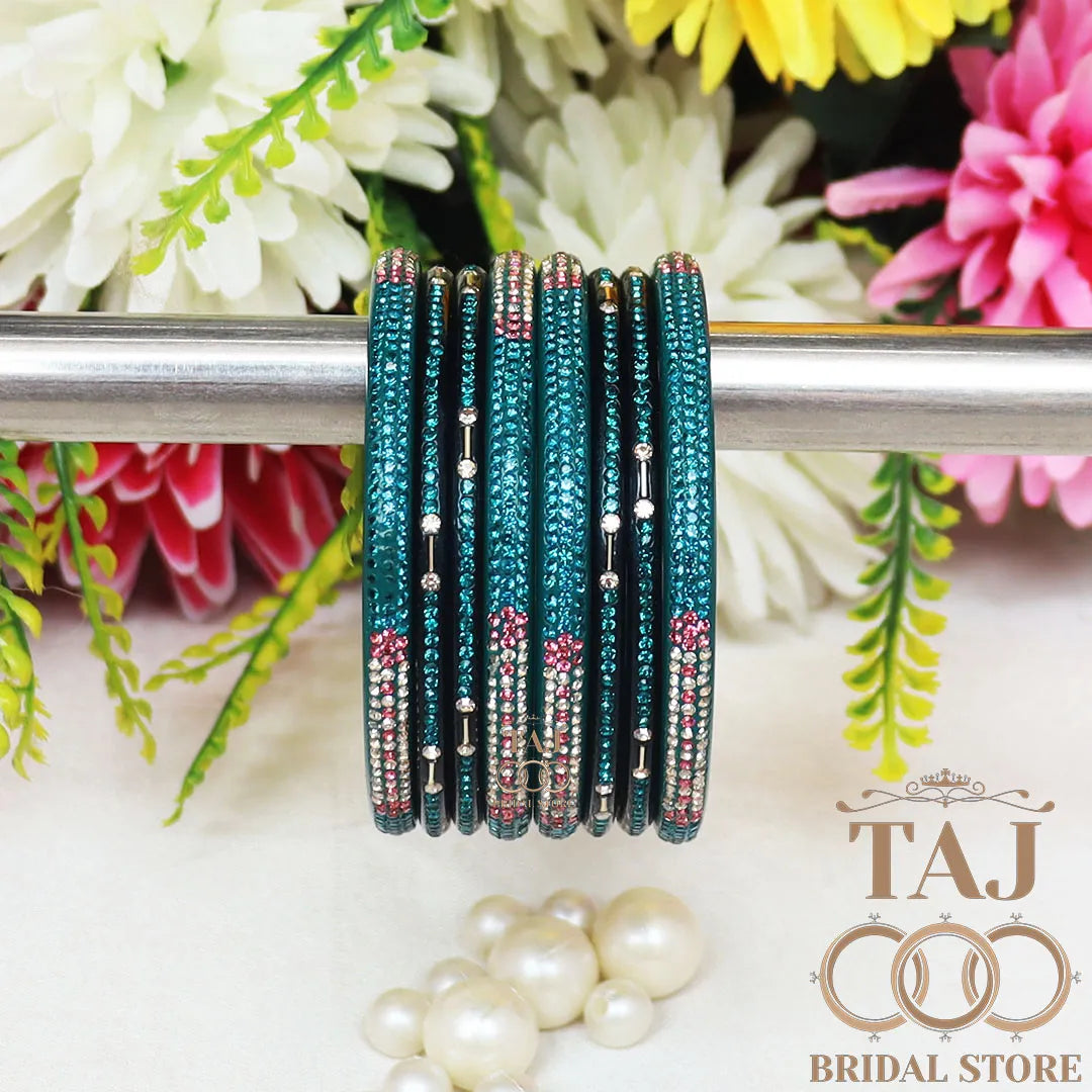 Traditional Lac Short Chura Set With Beautiful Best Rhinestons Design (Set Of 8)