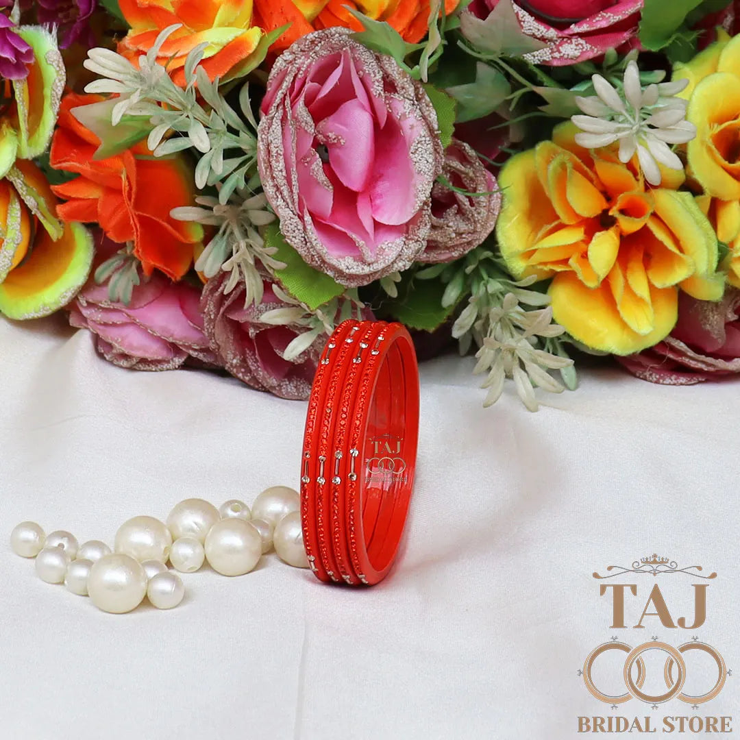 Rajasthani Lac Chudi With Beautiful Rhinestone Design (Pack of 4) Taj Bridal Store