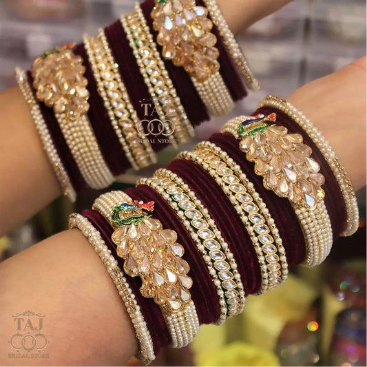 Rajwadi Wedding Bangles with Beautiful Peacock Design Taj Bridal Store