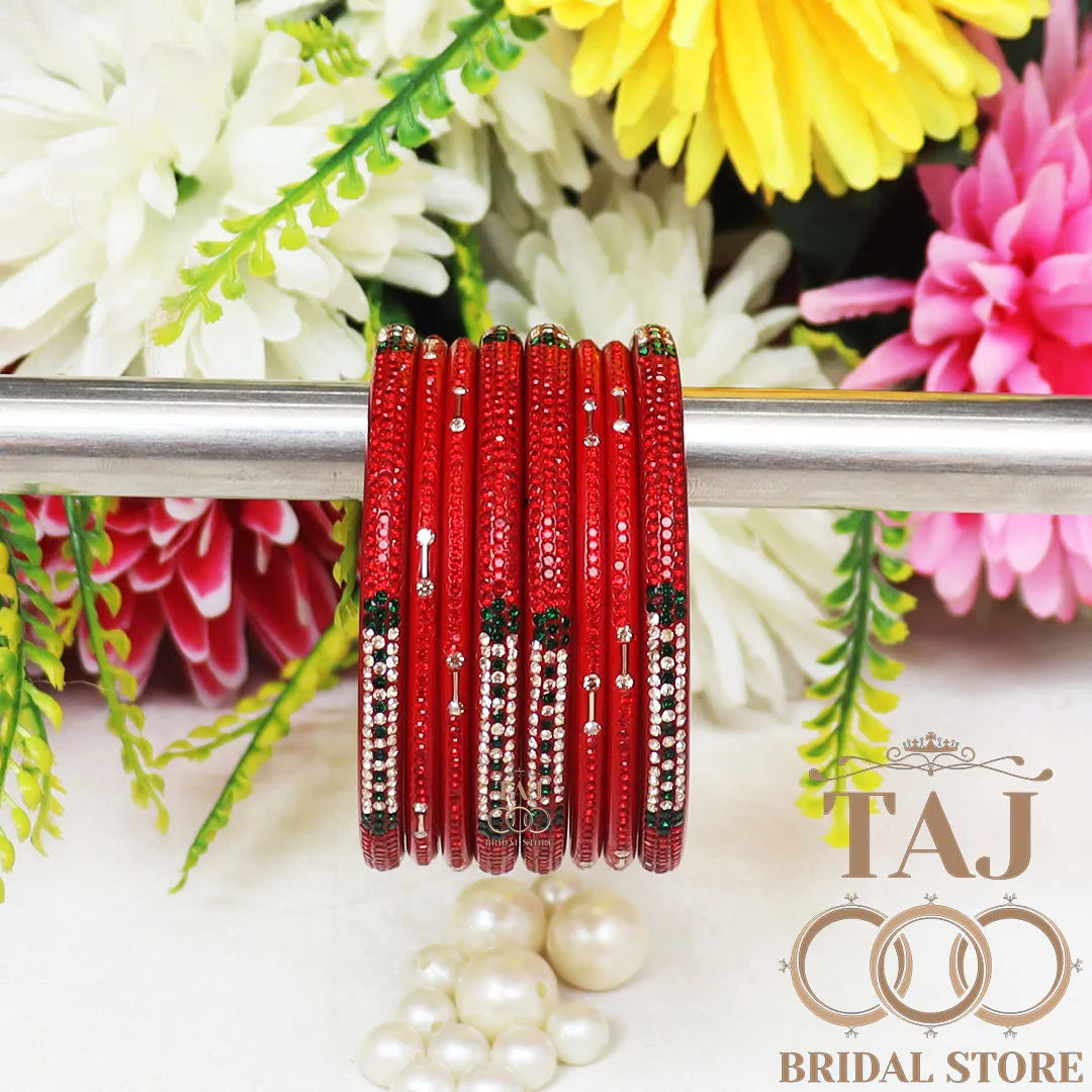 Traditional Lac Short Chura Set With Beautiful Best Rhinestons Design (Set Of 8)