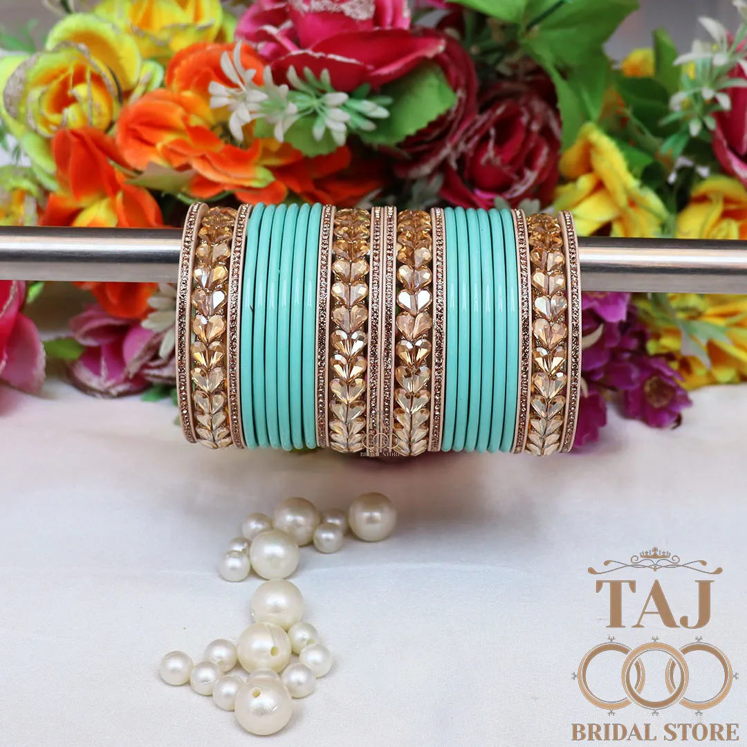 Lac Semi Bridal Bangles Set With Beautiful Kundan Design Kada